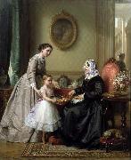 Josephus Laurentius Dyckmans La Fete de la Grandmere oil on canvas